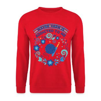 Vielleicht ist Garn süchtig nach mir, lustiger Häkelliebhaber - Unisex Pullover - Rot - Vorne - Alina (178cm) & Michal (187cm)