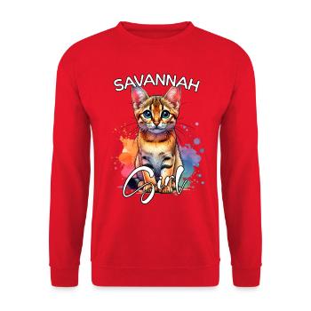 Savannah Cat Girl Savannah Cat - Unisex Sweatshirt - red - Front - Alina (178cm) & Michal (187cm)