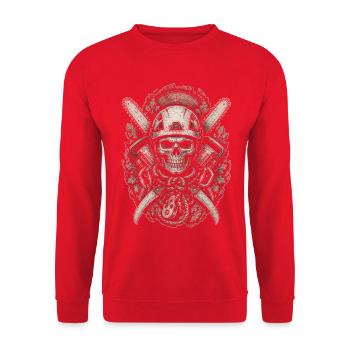 Baumpfleger Baumpflege - Unisex Pullover - Rot - Vorne - Alina (178cm) & Michal (187cm)