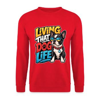 Boston Terrier - Unisex Pullover - Rot - Vorne - Alina (178cm) & Michal (187cm)