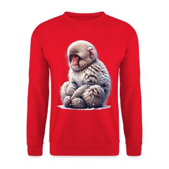 Schneeaffe - Unisex Pullover - Rot - Vorne - Alina (178cm) & Michal (187cm)