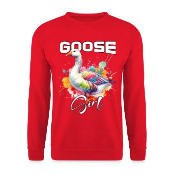 Goose Girl Goose - Unisex Sweatshirt - red - Front - Alina (178cm) & Michal (187cm)