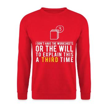 I Won’t Explain This Third Time - Unisex Sweatshirt - red - Front - Alina (178cm) & Michal (187cm)