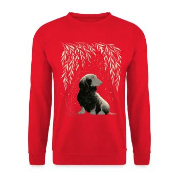Teckel Chien de Serginer Chien Viennois - Sweat-shirt Unisexe - rouge - Devant - Alina (178cm) & Michal (187cm)