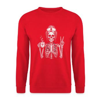 Nurse Nurse Halloween - Unisex Sweatshirt - red - Front - Alina (178cm) & Michal (187cm)