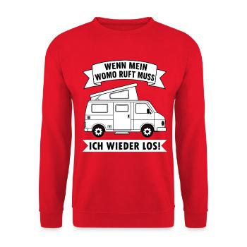 Wenn mein Wohnmobil ruft muss ich wieder los  - Unisex Pullover - Rot - Vorne - Alina (178cm) & Michal (187cm)