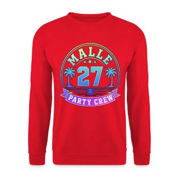 Malle 2027 Party Crew Mallorca Holiday Group - Unisex Sweatshirt - red - Front - Alina (178cm) & Michal (187cm)