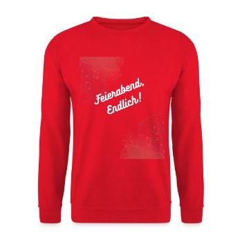 Heimatliebe Nord Feierabend Endlich!  - Unisex Pullover - Rot - Vorne - Alina (178cm) & Michal (187cm)