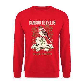 Bambus Mahjong Vogel Club - Unisex Pullover - Rot - Vorne - Alina (178cm) & Michal (187cm)