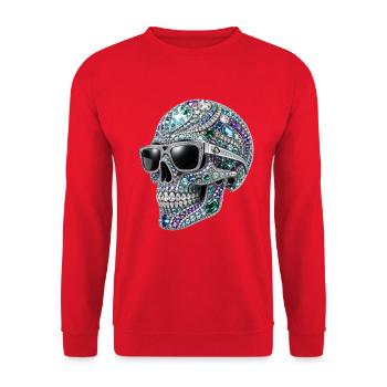Jewel skull with sunglasses - Unisex Sweatshirt - red - Front - Alina (178cm) & Michal (187cm)
