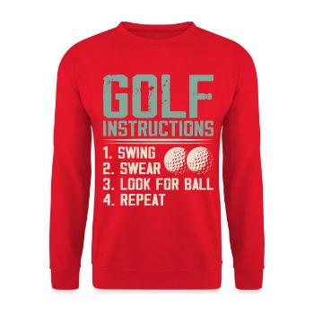Golf Instructions – Swing, Swearing, Search - Unisex Sweatshirt - red - Front - Alina (178cm) & Michal (187cm)