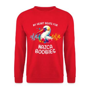 Ligne du cœur Nazca Booby - Sweat-shirt Unisexe - rouge - Devant - Alina (178cm) & Michal (187cm)