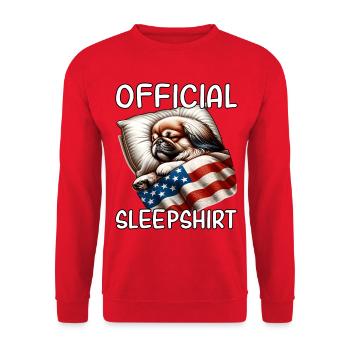 Pekingese US Sleep Shirt - Unisex Sweatshirt - red - Front - Alina (178cm) & Michal (187cm)