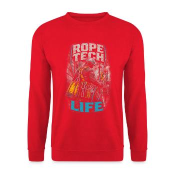 Vie de technicien à corde à hauteur d’escalade industrielle - Sweat-shirt Unisexe - rouge - Devant - Alina (178cm) & Michal (187cm)
