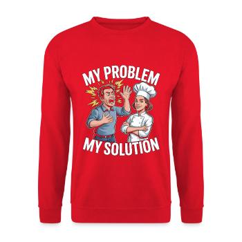 Restaurant Chef My Problem My Pictogram Mom Dad - Unisex Pullover - Rot - Vorne - Alina (178cm) & Michal (187cm)