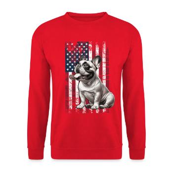 French Bulldog US Französische Bulldogge - Unisex Pullover - Rot - Vorne - Alina (178cm) & Michal (187cm)