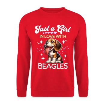 Beagle Mädchen - Unisex Pullover - Rot - Vorne - Alina (178cm) & Michal (187cm)