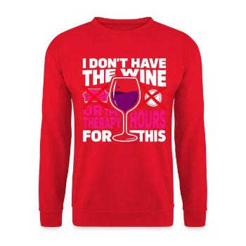 Weintherapie Satire Tee - Unisex Pullover - Rot - Vorne - Alina (178cm) & Michal (187cm)