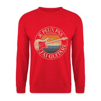 Guitariste - Je Ne Peux Pas - J'ai Guitare - Unisex Pullover - Rot - Vorne - Alina (178cm) & Michal (187cm)