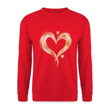 Rosa Goldherz – Elegantes Liebe Design - Unisex Pullover - Rot - Vorne - Alina (178cm) & Michal (187cm)