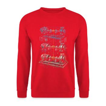 Industriemechaniker Maschinenmonteur - Unisex Pullover - Rot - Vorne - Alina (178cm) & Michal (187cm)
