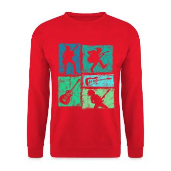 Vintage E-Guitarren Design Guitarrist Bassist - Unisex Pullover - Rot - Vorne - Alina (178cm) & Michal (187cm)