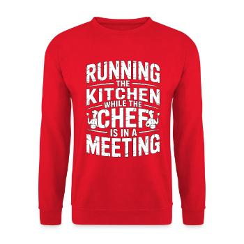 Sous Chef Running The Kitchen While Culinary Arts - Unisex Pullover - Rot - Vorne - Alina (178cm) & Michal (187cm)
