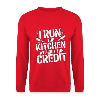 Sous Chef I Run The Kitchen Culinary Professional - Unisex Pullover - Rot - Vorne - Alina (178cm) & Michal (187cm)