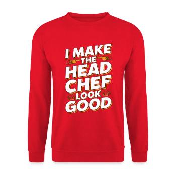 Sous Chef I Make The Head Chef Look Culinary Arts - Unisex Pullover - Rot - Vorne - Alina (178cm) & Michal (187cm)