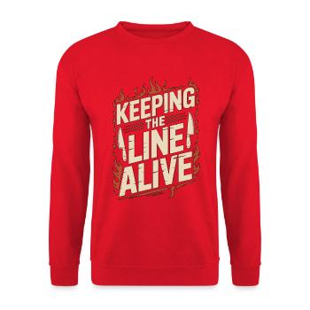 Sous Chef Keeping The Line Alive Culinary Arts - Unisex Pullover - Rot - Vorne - Alina (178cm) & Michal (187cm)
