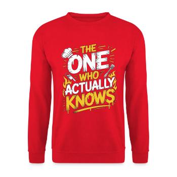 Sous Chef The One Who Actually Knows Culinary Chef - Unisex Pullover - Rot - Vorne - Alina (178cm) & Michal (187cm)