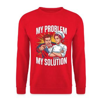Sous Chef My Problem My Pictogram Mom Culinary Art - Unisex Pullover - Rot - Vorne - Alina (178cm) & Michal (187cm)