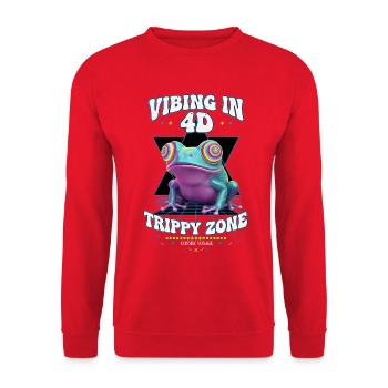 Vibrieren in 4D Trippy Zone Hippie-Musik Trippy - Unisex Pullover - Rot - Vorne - Alina (178cm) & Michal (187cm)