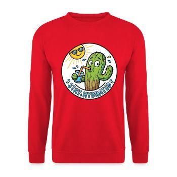 Stay Hydrated - Durstiger Kaktus - Unisex Pullover - Rot - Vorne - Alina (178cm) & Michal (187cm)