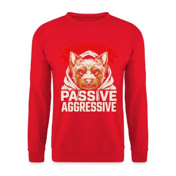 Warning Passive Aggressive Hund Motiv - Unisex Pullover - Rot - Vorne - Alina (178cm) & Michal (187cm)