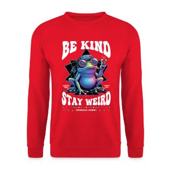 Psychedelisches Festival Be Kind, Stay Weird Journey - Unisex Pullover - Rot - Vorne - Alina (178cm) & Michal (187cm)
