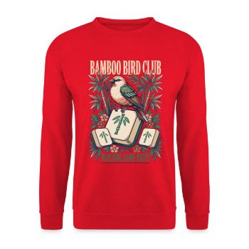 Bamboo Bird Club Mahjong Night - Unisex Pullover - Rot - Vorne - Alina (178cm) & Michal (187cm)