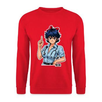 Klinik Schwester Blau Stethoskop - Unisex Pullover - Rot - Vorne - Alina (178cm) & Michal (187cm)
