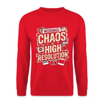 Weddings Chaos High Cameraman Wedding Photographer - Unisex Pullover - Rot - Vorne - Alina (178cm) & Michal (187cm)