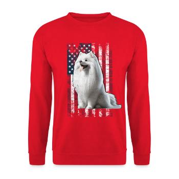 German Spitz US Spitz Zwergspitz - Unisex Pullover - Rot - Vorne - Alina (178cm) & Michal (187cm)