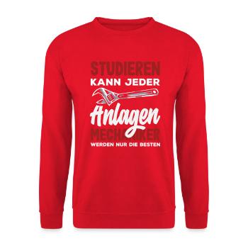 Anlagenmechaniker SHK Sanitär Heizung Handwerk - Unisex Pullover - Rot - Vorne - Alina (178cm) & Michal (187cm)