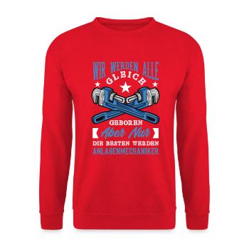 Anlagenmechaniker SHK Sanitär Heizung Handwerk - Unisex Pullover - Rot - Vorne - Alina (178cm) & Michal (187cm)
