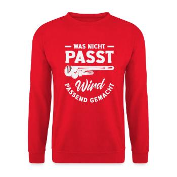 Anlagenmechaniker SHK Sanitär Heizung Handwerk - Unisex Pullover - Rot - Vorne - Alina (178cm) & Michal (187cm)