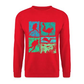 Taucher Für Schnorcheln Tauchen und Tauchgänge - Unisex Pullover - Rot - Vorne - Alina (178cm) & Michal (187cm)