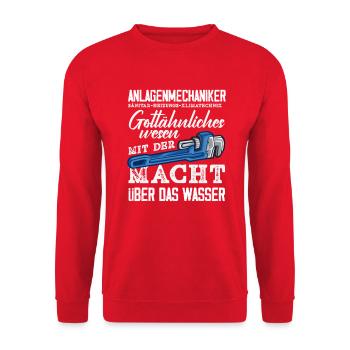 Anlagenmechaniker SHK Sanitär Heizung Handwerk - Unisex Pullover - Rot - Vorne - Alina (178cm) & Michal (187cm)