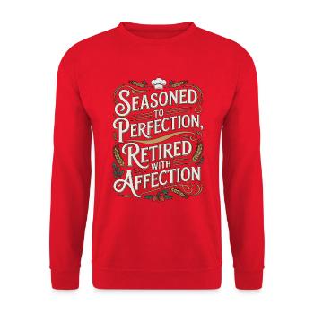 Retired Chef Seasoned To Perfection Culinary Arts - Unisex Pullover - Rot - Vorne - Alina (178cm) & Michal (187cm)