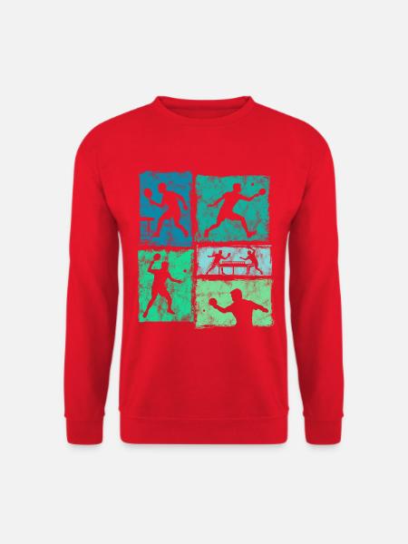 Tischtennis Moodboard für Ping-Pong Spieler - Unisex Pullover - Rot