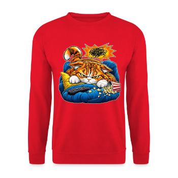 Dein Problem miaut lauter als nötig - Lustiger - Unisex Pullover - Rot - Vorne - Alina (178cm) & Michal (187cm)