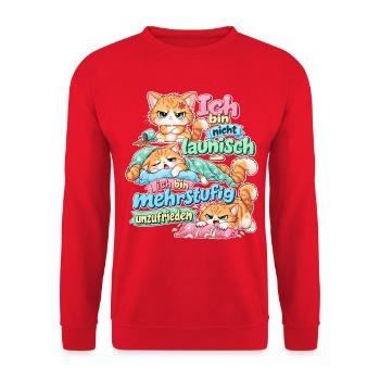 Ich bin nicht launisch - ich bin mehrstufig - Unisex Pullover - Rot - Vorne - Alina (178cm) & Michal (187cm)