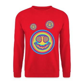Hippie-Musik Psychedelisch-Pilz-Batik-Rave-Techno - Unisex Pullover - Rot - Vorne - Alina (178cm) & Michal (187cm)